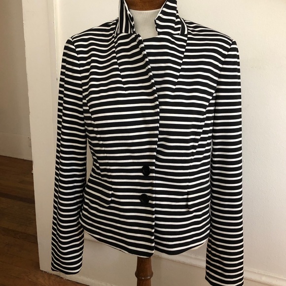 Bebe Vintage Striped Blazer Black White Medium - Picture 2 of 7